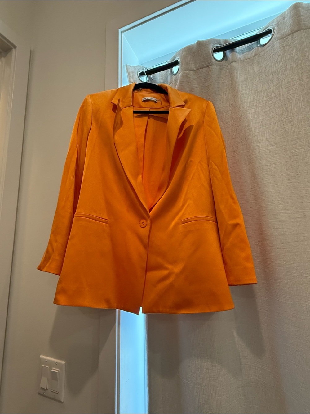 Alice + Olivia Vibrant Orange Single-Button Blazer